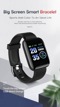 Fitness Tracker Watch Heart Rate with Activity Tracker Waterproof Body Functions Like Steps Counter, Calorie Counter, Heart Rate Monitor - Black