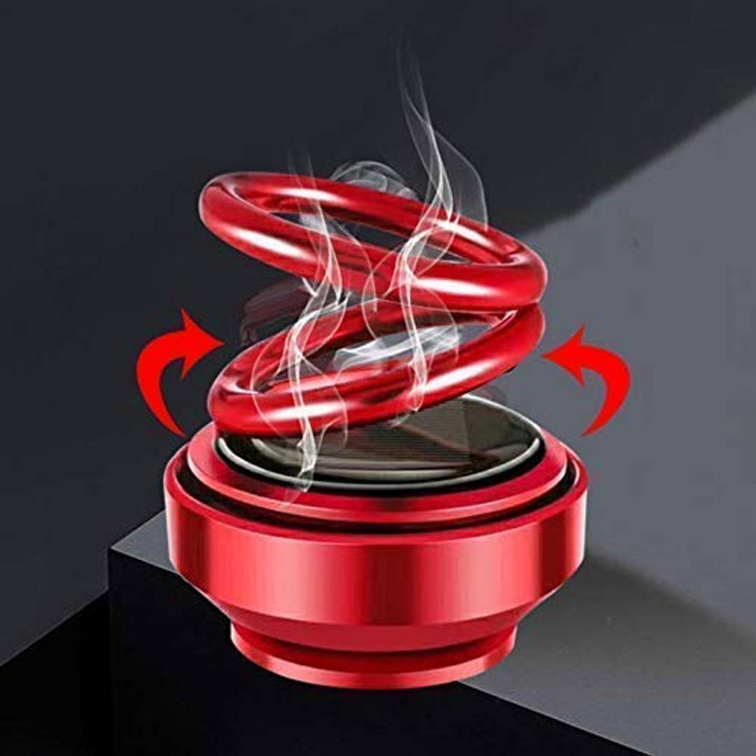 Cartonics Solar Car Fragrance Double Ring Rotating Car Aromatherapy Car Air Fresher Perfume (Red)