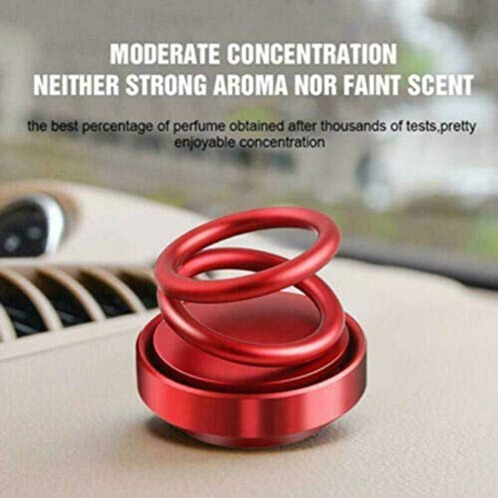 Cartonics Solar Car Fragrance Double Ring Rotating Car Aromatherapy Car Air Fresher Perfume (Red)