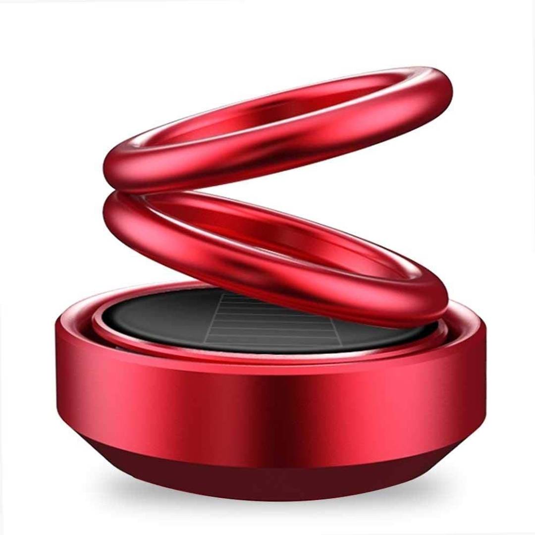 Cartonics Solar Car Fragrance Double Ring Rotating Car Aromatherapy Car Air Fresher Perfume (Red)