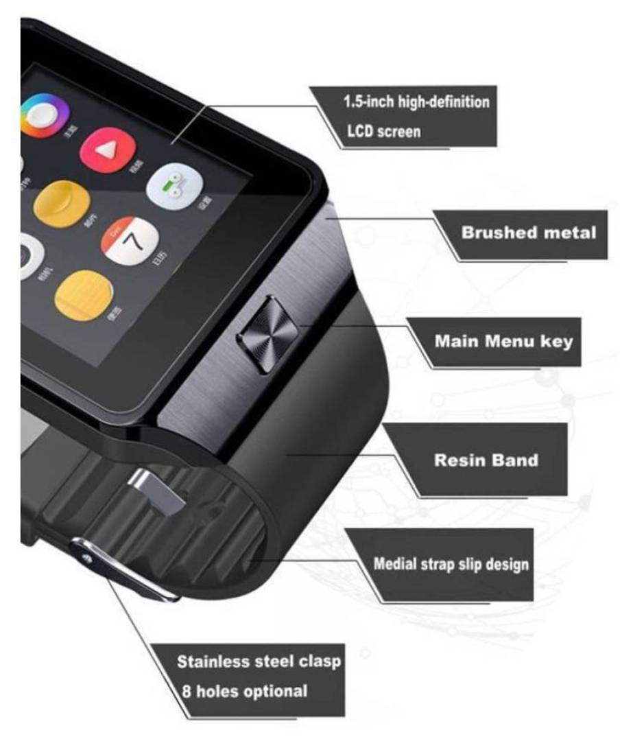 Mirza DZ09 Smart Watch & Selfie Stick For Xolo Q1100DZ09 Smart Watch With 4G Sim Card Memory Card Selfie Stick