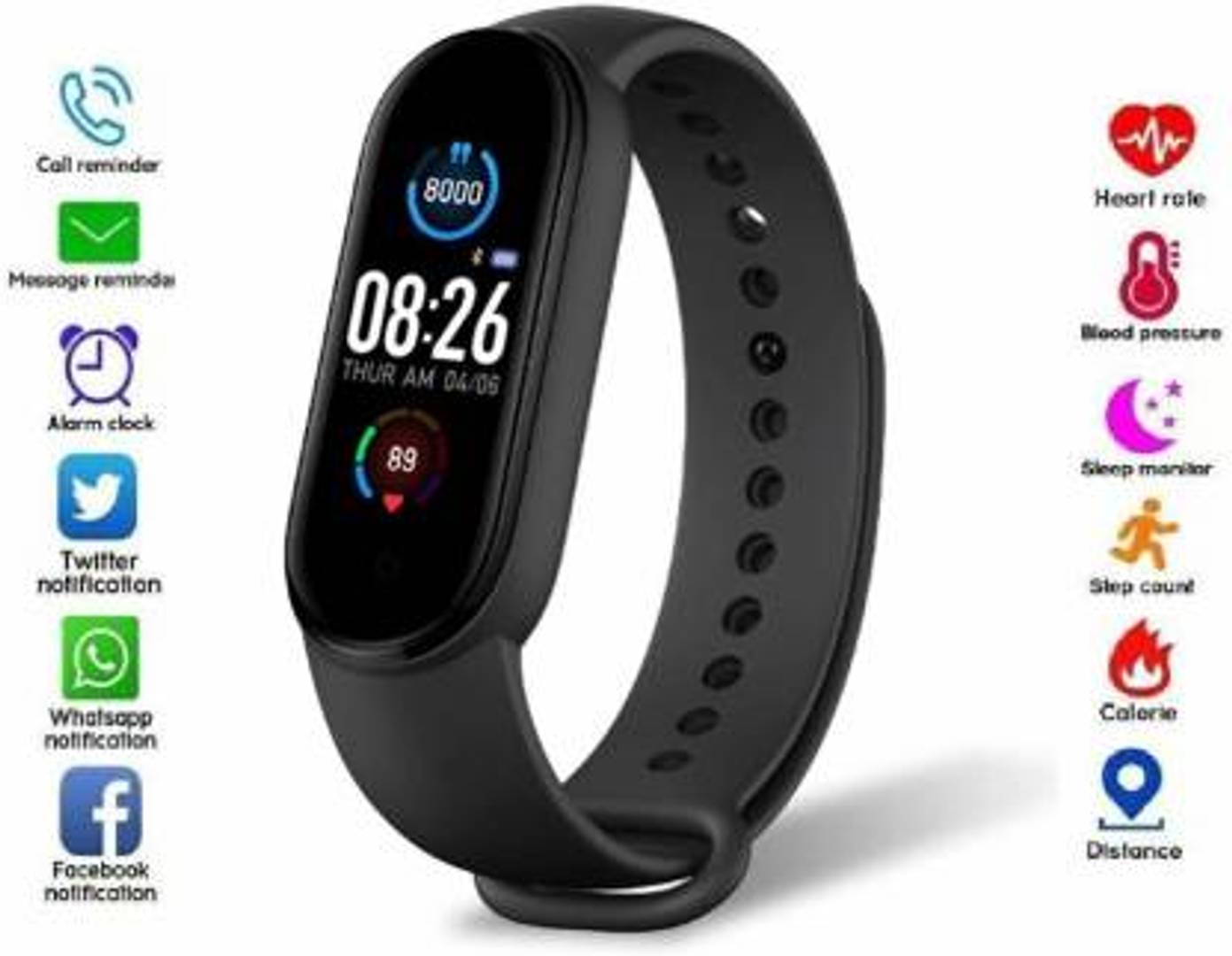 Digital Activity Tracker Band M5 Wristband Smartwatch With Everyday Step Count, Heart Rate Monitoring For All Smart Phones/Device
